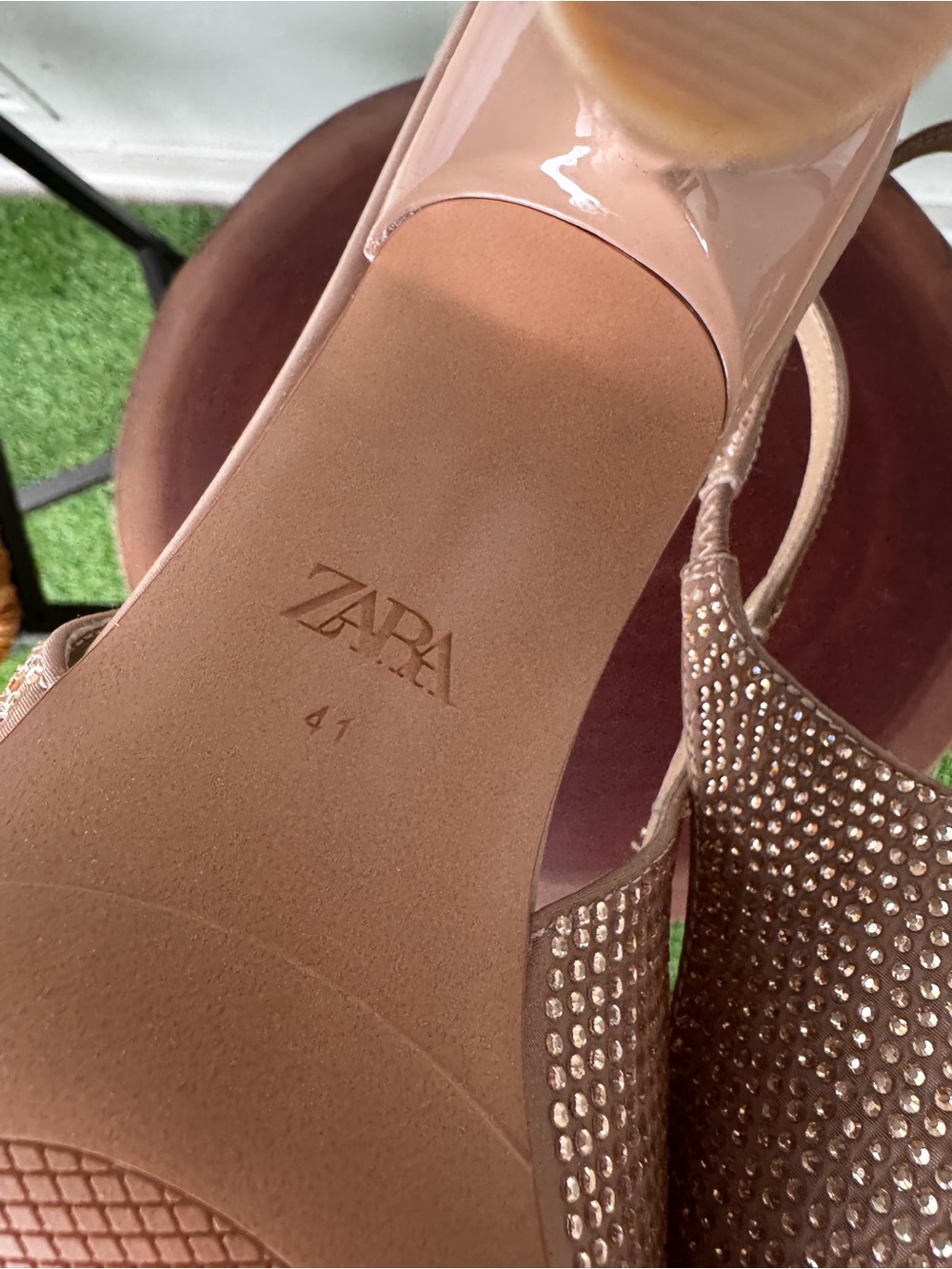 Zara Rose Gold Crystal Slingback Heels - Picture 5 of 6